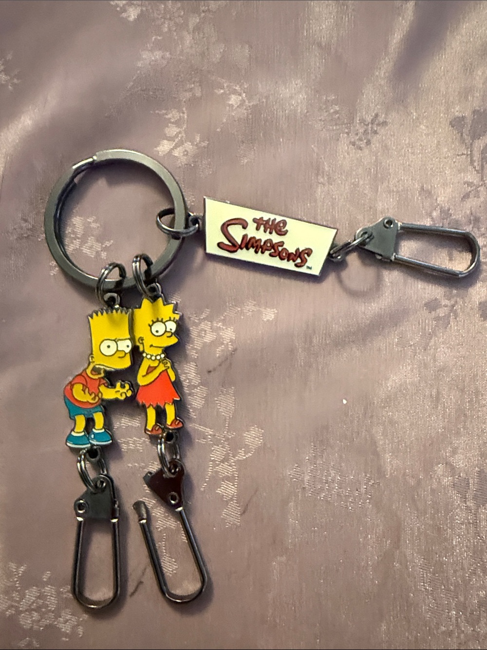 The Simpsons Bart & Lisa Enamel Keychain Key & Card Holder - Yellow